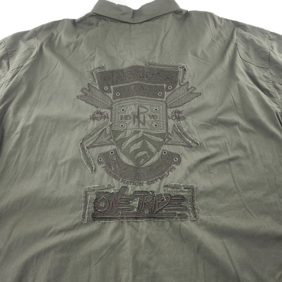 Parish Nation Olive Green Short Sleeve Embroidered Logo Button Down Shirt 5XL - Picture 6 of 14